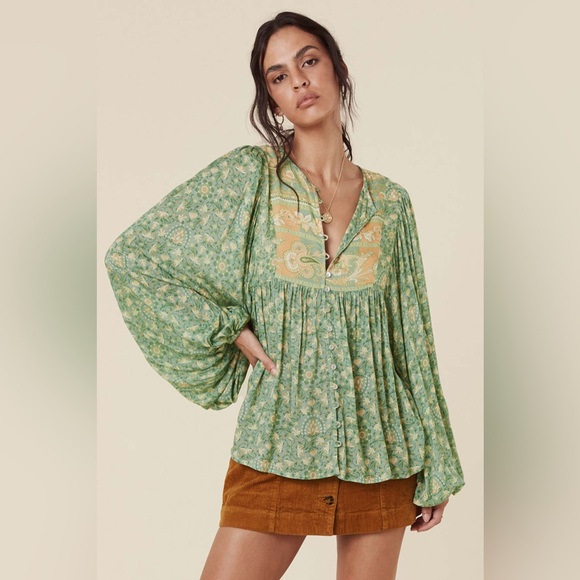 NEW! Spell & the Gypsy Collective Emerald Madame Peacock Boho Blouse - Picture 3 of 17